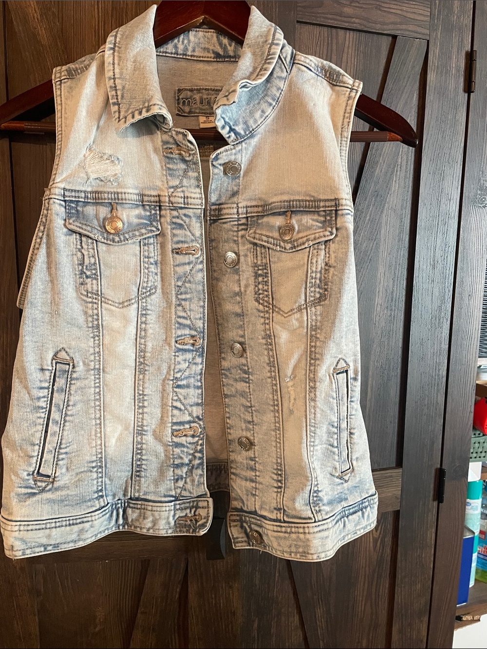 Maurices Light Blue Washed Denim Vest